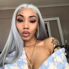 Grey Wigs Silky Straight Hair Synthetic Wig High Temperature Fiber Cosplay Wig
