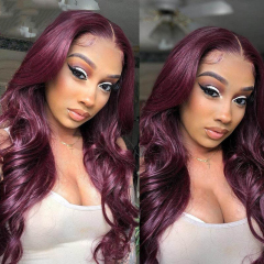 Burgundy 99J Human Hair Wig 13X6 Lace Front Wigs Body Wave Hair Wig