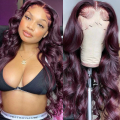Burgundy 99J Human Hair Wig 13X6 Lace Front Wigs Body Wave Hair Wig