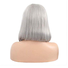 Short Bob Grey Straight Wigs High Temperature Fiber Synthetic Wig