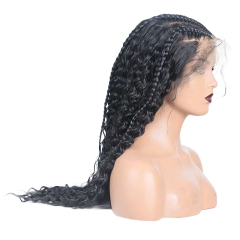 Black Braids and Curly Synthetic Wig Micro Braids Lace Front Wig