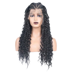 Black Braids and Curly Synthetic Wig Micro Braids Lace Front Wig