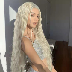 Platinum Blonde Wigs Water Wave Wig Synthetic Wig High Temperature Fiber Wig