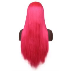Shocking Hot Pink Synthetic Straight Lace Front Wigs