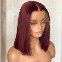 Burgundy Short Bob Human Hair Wig 13x6 HD Lace Front Wigs