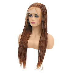 Brown Micro Braided Synthetic Wig Lace Front Wigs With Baby Hair