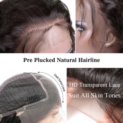 Water Wave Human Hair Wig HD Lace Front Wig with Baby Hair