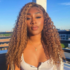 Deep Curly Highlight Human Hair Wig 13x6 HD Lace Front Wig