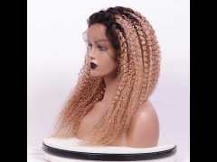 Afro Curly Brown Virgin Hair with Black Roots Wigs 13x6 Lace Front Wig Human Hair Wigs
