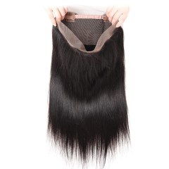 Natural Straight Human Hair 360 HD Transparent Lace Frontal Closure