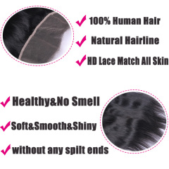 Black 13x4 HD Lace Closure Straight HD Lace Frontal 100% Human Hair Closure
