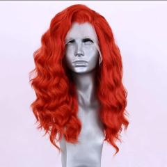 Imeya Red Loose Wave Lace Front Wigs Free Part Pre Plucked Natural Hairline Synthetic Wig