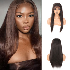 Brown 13x6 HD Lace Front Wigs Natural Straight Human Hair Wig