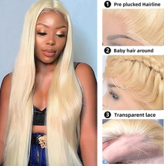 #613 Blonde 13x6 HD Lace Front Wig Natural Straight Human Hair Wigs