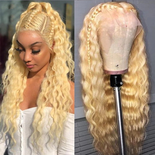 #613 Blonde Curly Wave Wigs 13x4 HD Lace Human Hair Wigs