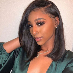 Black Straight Bob Human Hair Wigs 13x6 HD Transparent Lace Front Wig