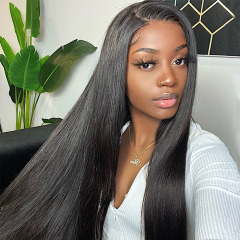 Natural Color Silky Straight Full Lace Wig Natural Hairline Human Hair Wigs wit Babay Hair