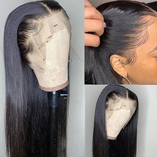 Natural Color Silky Straight Full Lace Wig Natural Hairline Human Hair Wigs wit Babay Hair