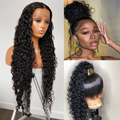Black Water Wave 360 Lace Wig with Baby Hair Pre Plucked Hairline Human Hair Wigs