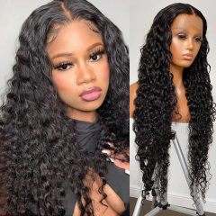 Black Water Wave 360 Lace Wig with Baby Hair Pre Plucked Hairline Human Hair Wigs