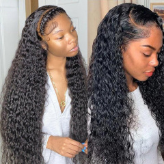 Black Water Wave 360 Lace Wig with Baby Hair Pre Plucked Hairline Human Hair Wigs