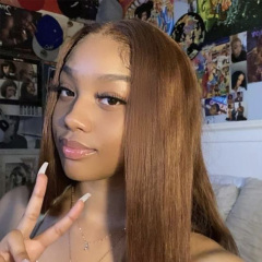 Chocolate Brown Silky Straight Human Hair Wig 13X6 HD Lace Front Wigs
