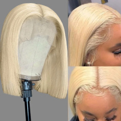 #613 Blonde Bob Wig Straight Human Hair Wig
