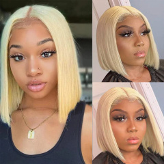 #613 Blonde Bob Wig Straight Human Hair Wig