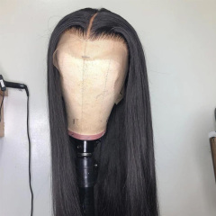Black Long Silky Straight HD Transparent Lace Human Hair Wigs
