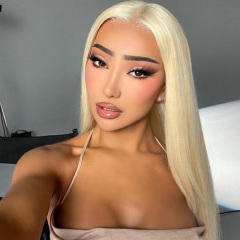 Long Straight #613 Blonde Human Hair Blonde Wig Transparent HD Lace Frontal Wig