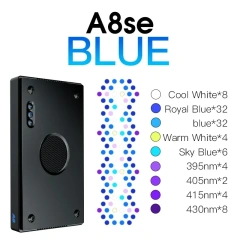 A8SE II Max and Blue 240W 8-Channels Smart Full Spectrum WiFi APP Programmable Saltwater Aquarium Coral Reef LED Light