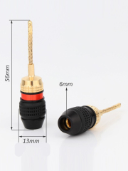 4 PCS Pure Copper Gold-plated Banana Plug HIFI Speaker Amplifier HiFi CopperJack Connector Terminal for HiFi Speaker Wire DIY
