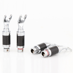 Preffair Y Fork U-plug AC Audio Cable Connector Pure Copper Solderless Carbon Fiber Plug Jack for DIY Speaker Wire Accessories