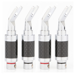 Preffair Y Fork U-plug AC Audio Cable Connector Pure Copper Solderless Carbon Fiber Plug Jack for DIY Speaker Wire Accessories