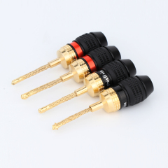 4 PCS Pure Copper Gold-plated Banana Plug HIFI Speaker Amplifier HiFi CopperJack Connector Terminal for HiFi Speaker Wire DIY