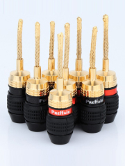 4 PCS Pure Copper Gold-plated Banana Plug HIFI Speaker Amplifier HiFi CopperJack Connector Terminal for HiFi Speaker Wire DIY