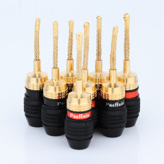 4 PCS Pure Copper Gold-plated Banana Plug HIFI Speaker Amplifier HiFi CopperJack Connector Terminal for HiFi Speaker Wire DIY