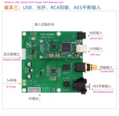 USB / coaxial / Bluetooth / AES / fiber / to IIS support XMOS/Amanero AK4118 receiving board with decoding