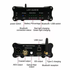 Battery powered Hi End Digital Interface Sound Card Bluetooth USB 5.1 Fiber SPDIF AES I2S PCM
