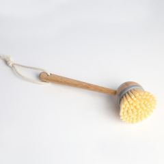 Natural bamboo long handle dish brush