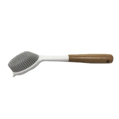 TPR brush with bamboo long handle