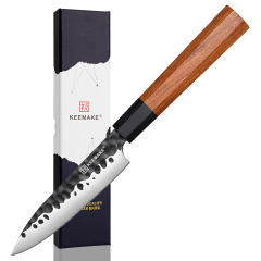 KEEMAKE-4.5 Inch Premium Utility Knife High Carbon Stainless Steel Kitchen Knife With Santos Rosewood Handle