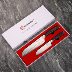 KEEMAKE-2PCS Premium Kitchen Knife Sets German Stainless Steel Professional Kitchen Knife with Pakka Wood Handle