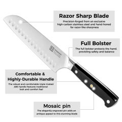 KEEMAKE Santoku Knife 7 inch, Japanese Chef Knife