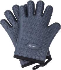 KEEMAKE Silicone Oven Mitts, Heat Resistant Gloves for Grilling Outside-Grey