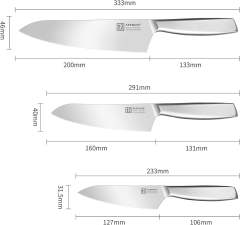 KEEMAKE 3pcs kitchen knife set high carbon stainless steel 1.4116 for meat & vegetable cutting