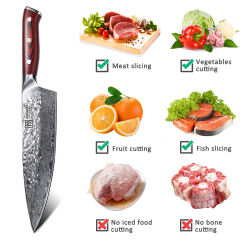 KEEMAKE Damascus Steel 8 Inch Gyuto Chef's Knife (20cm)