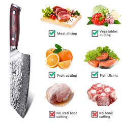 KEEMAKE Damascus Steel 7 Inch Japanese Nakiri Knife (18cm)