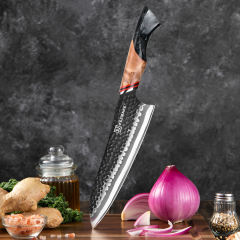 8 Inch Kitchen Knife 7 Layers 440C Damascus Steel Chef Knife with Resin Handle