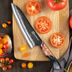 8 Inch Kitchen Knife 7 Layers 440C Damascus Steel Chef Knife with Resin Handle